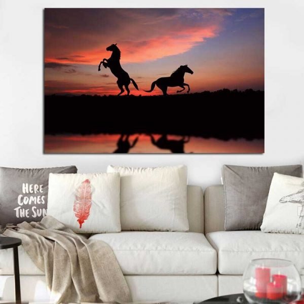 Horses at sunset