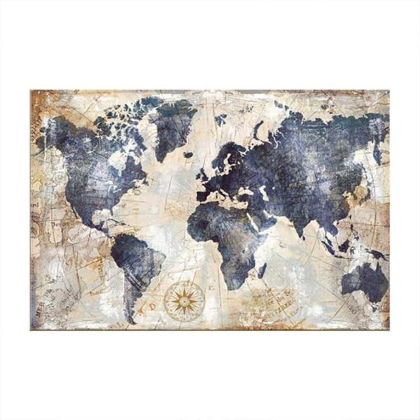 Old world map blue
