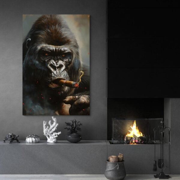 gorilla smoking cigar painting